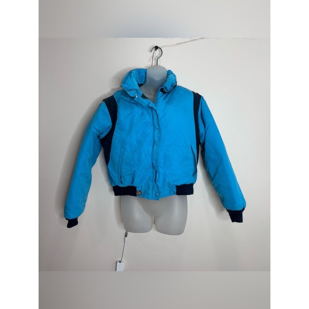 Woolrich vintage woman’s size large Blue Puffer Jacket Navy coat zip up 90s